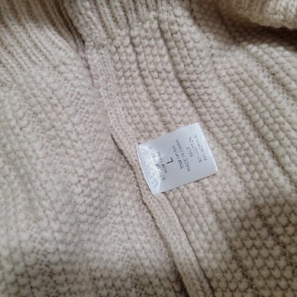 CREAM Heavy Knit scalloped hem‎ Ribbed Cropped Comfy Crew Neck Sweater L - Picture 10 of 10